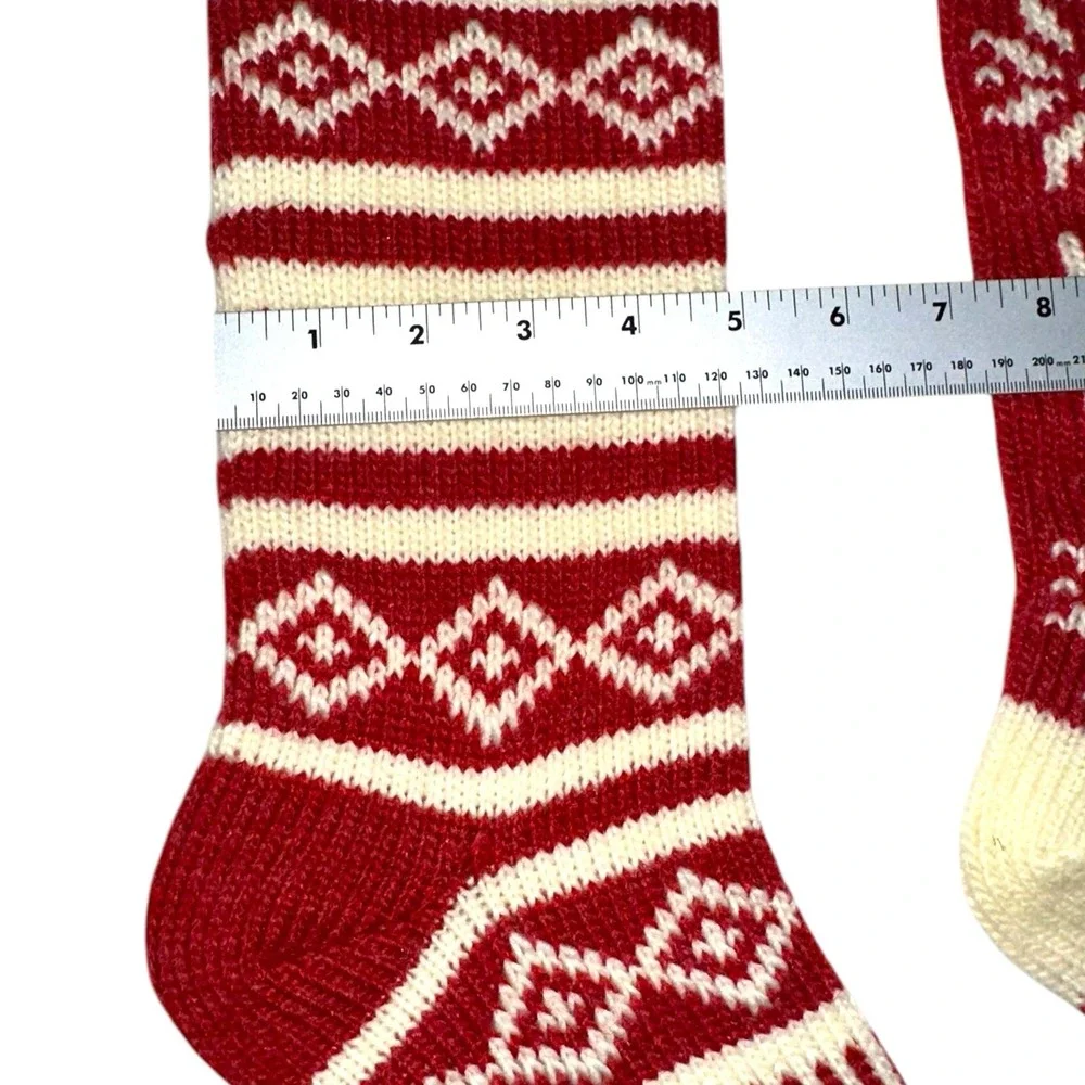 Set of 4‎ - Pier 1 Imports Family Christmas Stocking Red & Cream EUC